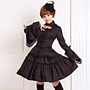 Negro Resplandor collar manga larga blusa de la rodilla-longitud de la falda del antiguo Gothic Lolita Outfit