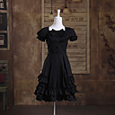 Puff Sleeve Short Black Cotton Classic Lolita Dress