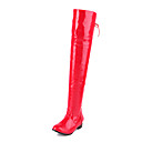 Verbazingwekkende Patent Leather Flat Heel over de knie laarzen feest / avond schoenen (meer kleuren)