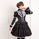 White Lace Negro de manga larga blusa de la rodilla-longitud falda de algodón Antique Classic Lolita Outfit